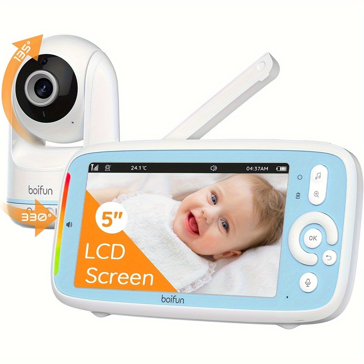 BOIFUN Portable Monitor with Camera & Audio - 2-in-1 Smart Nursery System, 2" HD Screen, Two-Way Talk, VOX Motion/Noise Alerts, Temperature Sensor, Lullabies, - (No WiFi), Smartphone Compatible for,,
