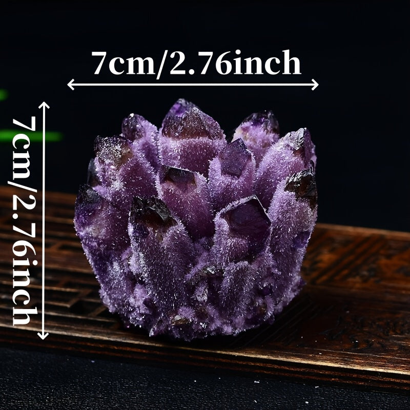 1pc Exquisite Deep Purple Crystal Cluster, Decorative Home Desk Accessory, Adding Natural, Unique, And Aesthetic Elements To Any Room, Artificially Synthesized Amethyst Clusters
