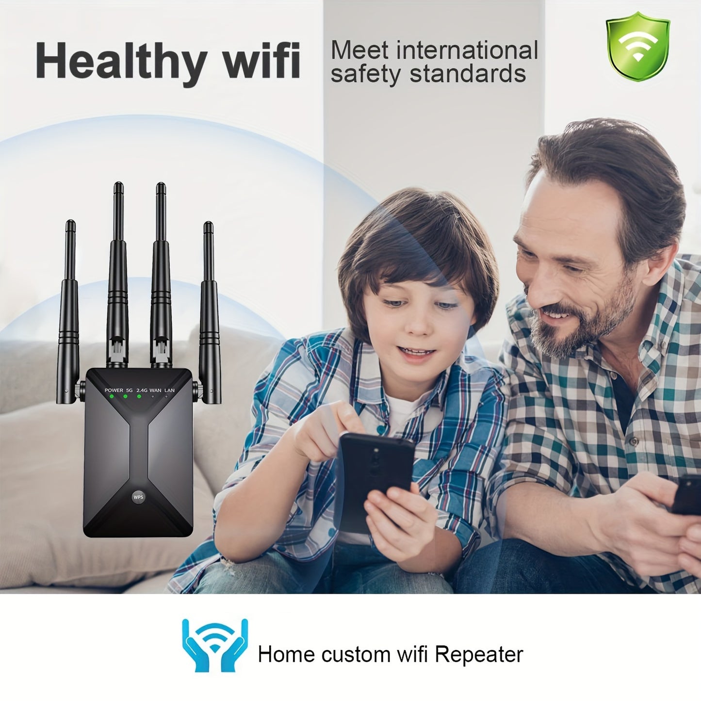 Ultra-Powerful WiFi Extender Signal Booster - Covers Up to 13225 Sq.ft and 130 Devices, Dual Band 2.4G and 5G, 1200Mbps Wall-Through Strong WiFi Signal Amplification, with Ethernet Port and Access Point Mode for Whole-Home Co