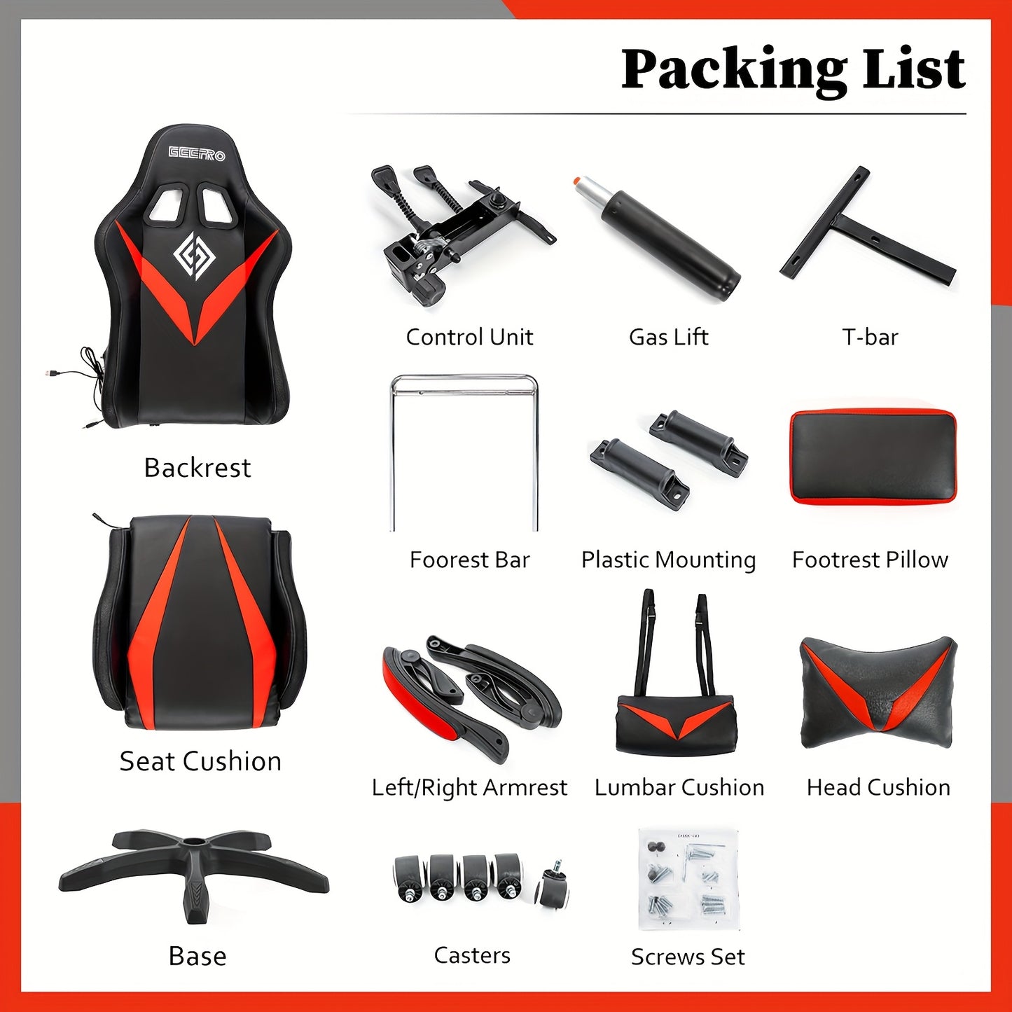 HOFFREE 2 Point Massage Lumbar Support 135° LED Light Bar Wireless Speaker - Ergonomic Gaming Chair With USB-Powered, Sponge-Filling, Rotating Back & Cushioned Seat For PC, Laptop, Gaming Setup, Wireless Gaming Chair, Comfor