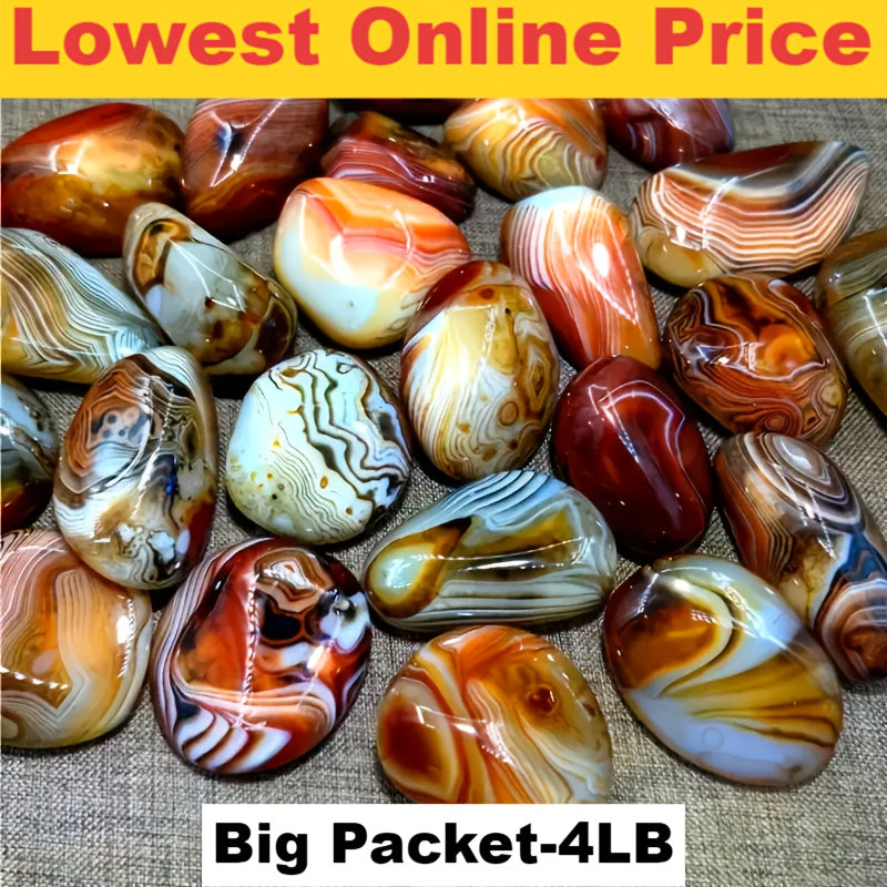 4LB Natural Wrapped Agate Stone - Carved Smooth Faux with Various Striped Patterns And Earthy Tones, High-end Boutique Art Stone, Unique Polished Stone, Rare Collectible Artwork, DIY Craft Supplies, Jewelry Making, Artistic D