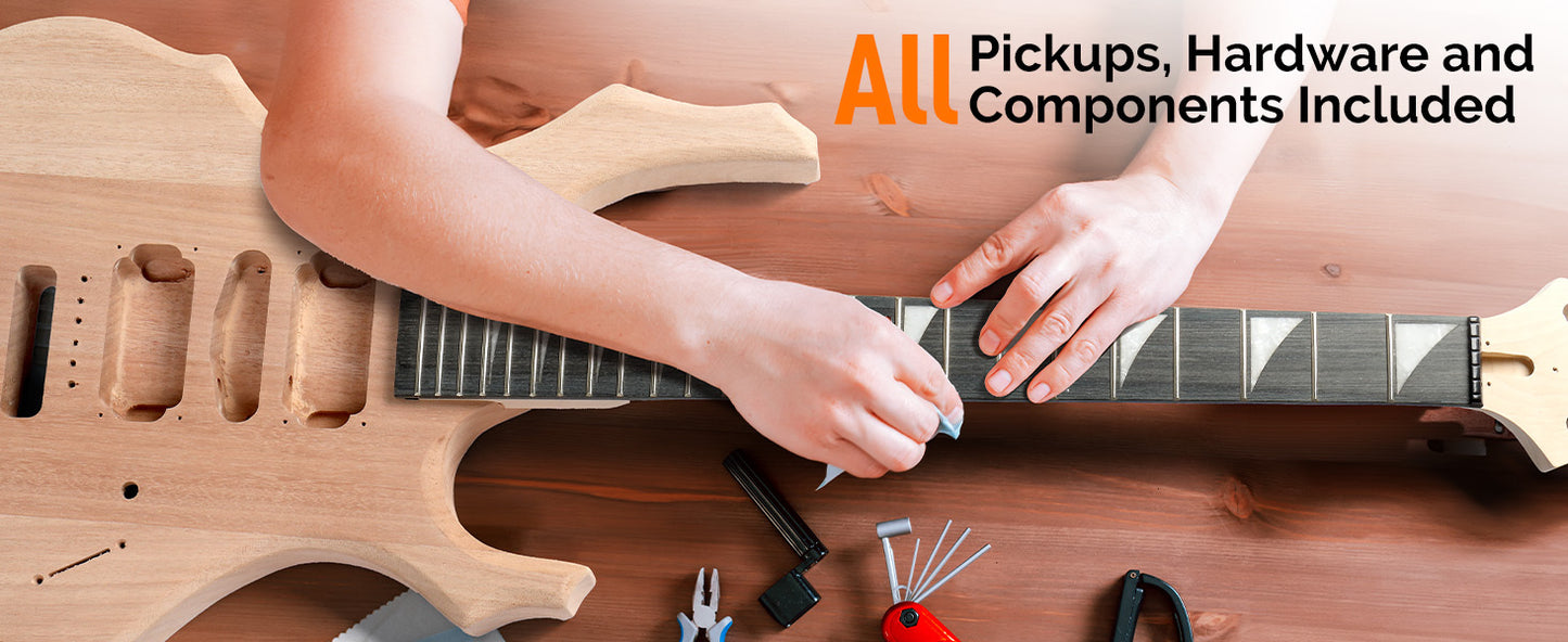 Glarry DIY Electric Guitar Kit, 6 Strings Guitar Kit with Mahogany Wood Body Maple Neck for Beginner, All Components Included Build Your Own Guitar
