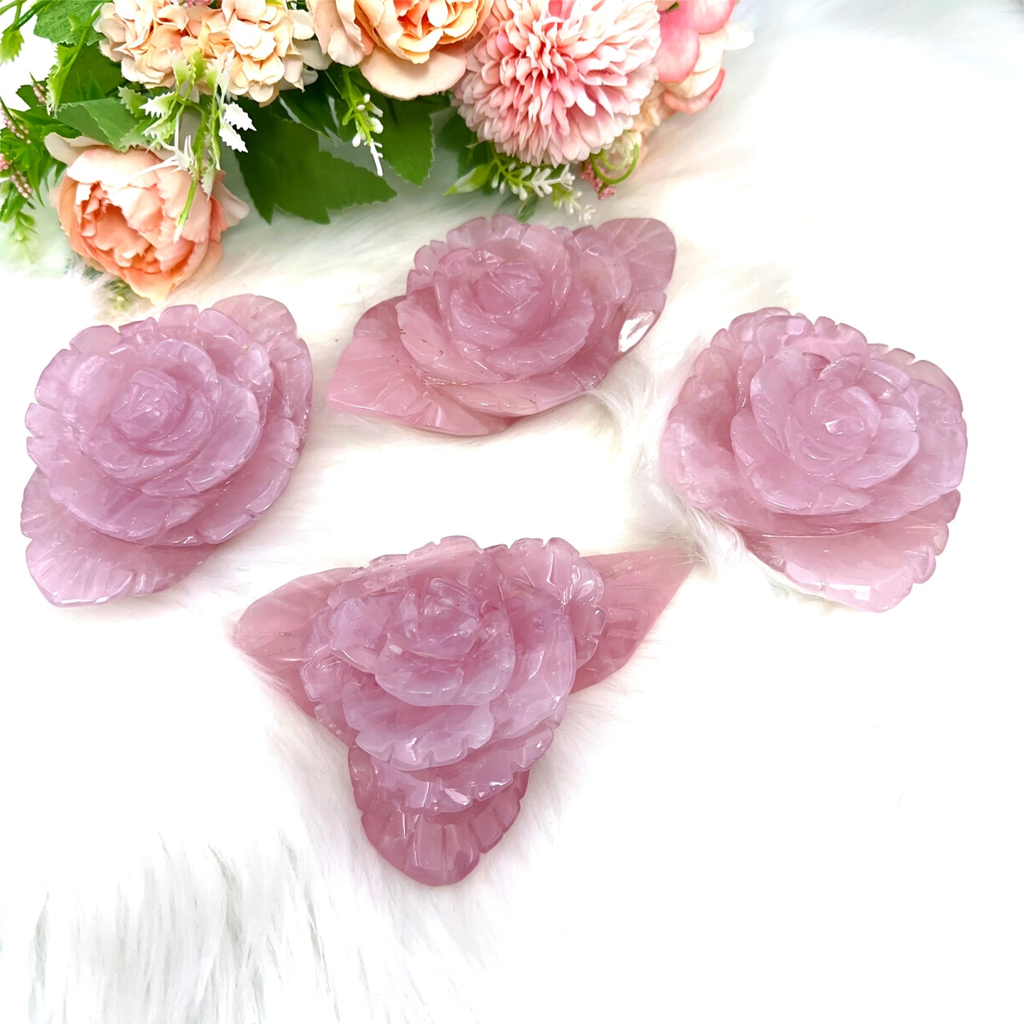 1pc Hand-Carved Rose Quartz Peony Flower – Pink Crystal Romance Decor, 300-500g/10.5-17.6oz, Irregular Shape, Perfect for Valentine’s Day, Mother’s Day, Christmas, Thanksgiving & Graduation Gifts, Home Decoration