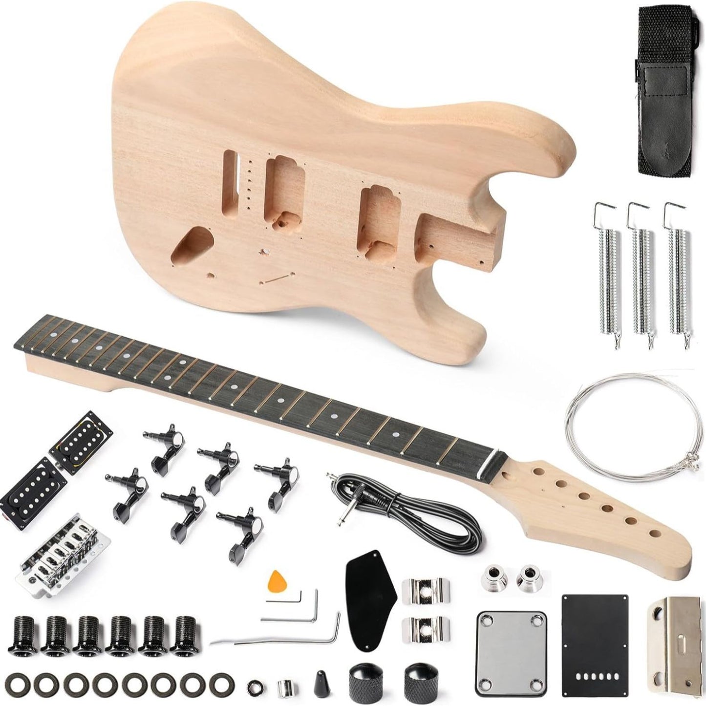 Glarry DIY Electric Guitar Kit, 6 Strings Guitar Kit with Mahogany Wood Body Maple Neck for Beginner, All Components Included Build Your Own Guitar