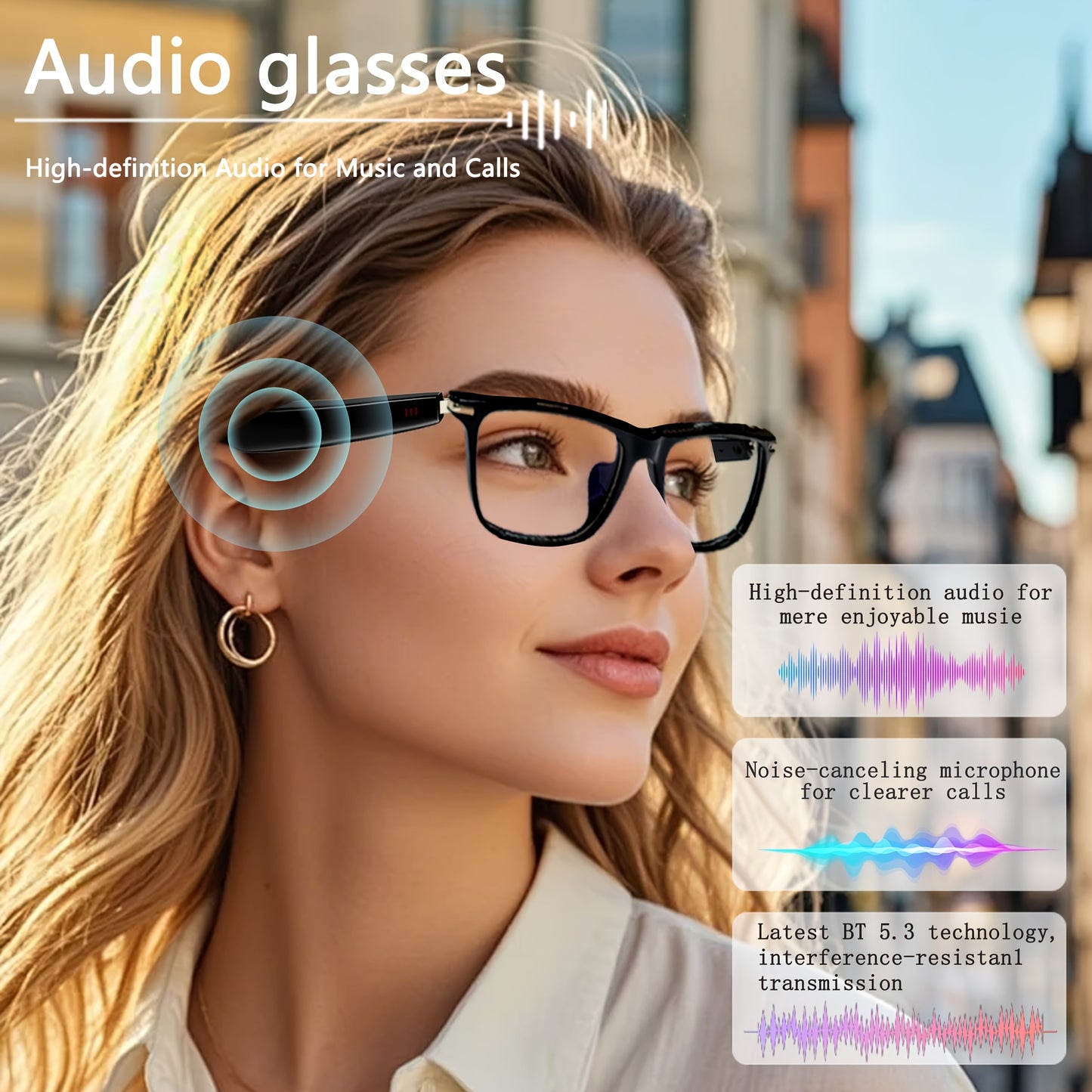 AI Smart Glasses, Smart Glasses with 160+ Languages Real Time Translation Support, Chat GPT System, OICIIDO New Multi-functional Audio Glasses for Men And Women, Built-in Microphone And Speaker, HD Voice Calls And HIFI Music