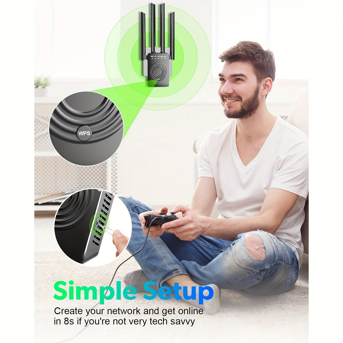 2025 Fastest WiFi Extender, Dual Band 2.4/5.8GHZ WiFi Internet Booster for Home Wireless, 1200Mbps Signal Amplifier with Ethernet Port/Super Antenna, Wi-Fi Repeater Cover to 12000Sq.Ft./100+ Devices, Wifi Booster Extender, Ou