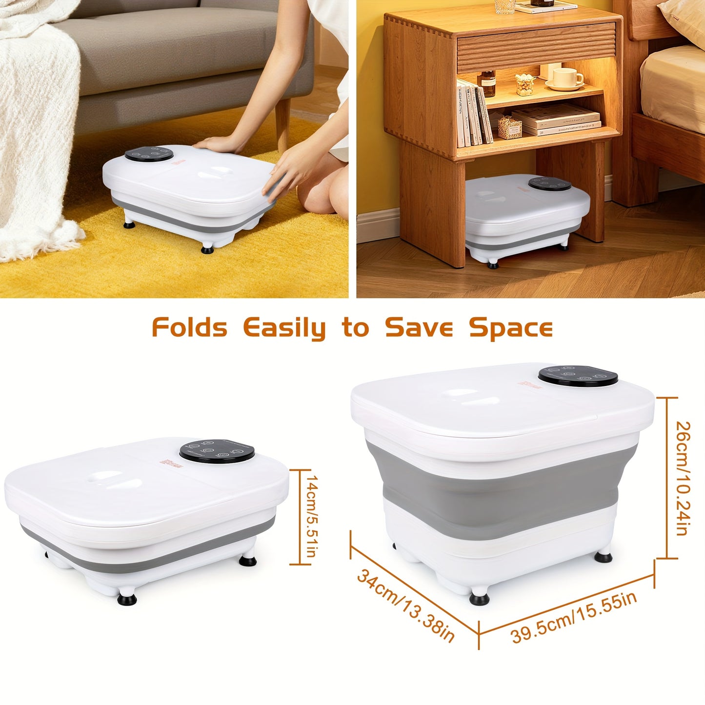 Foot Spa Massager, Foldable Foot Bath Basin For Space Saving, Heated With Remote Control, Foot Soaking Basin, Remote-Controlled Temperature And Timer, Massage Shower Ideal Gift For Family, Warm Winter Foot Bath Massager, Chri