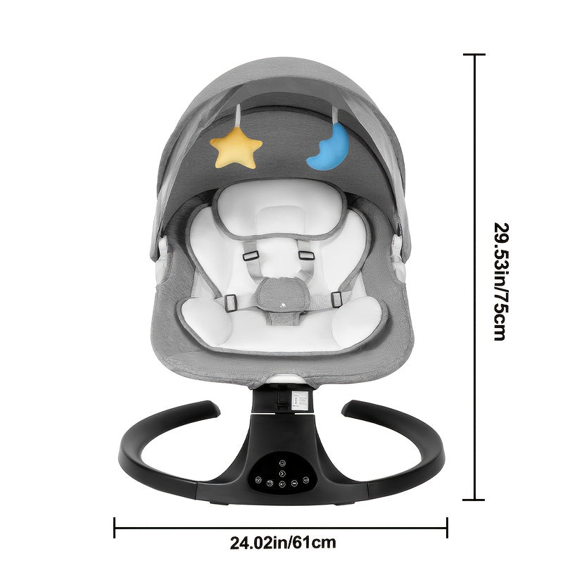 Baby Swing with 5 Speed Settings & 10 Lullabies - Portable Infant Swing with 15-Point Safety Belt, Lightweight Foldable Design, Indoor/Outdoor Use, Easy Assembly, Gray & Bright Pink Options for 0-9 Months, Baby Swing Portable