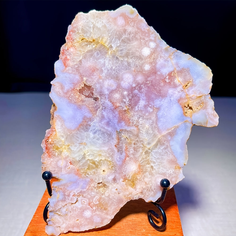 1pc Amazing Extra Rare Pink Amethyst Jasper Quartz Agate Crystal Sliced Rough Specimen, Awesome Combination Of Pink Cherry Blossoms And Amethyst, Loose Faux Gemstones, Perfect Home Collection Decorative Art, Unique Easter Val