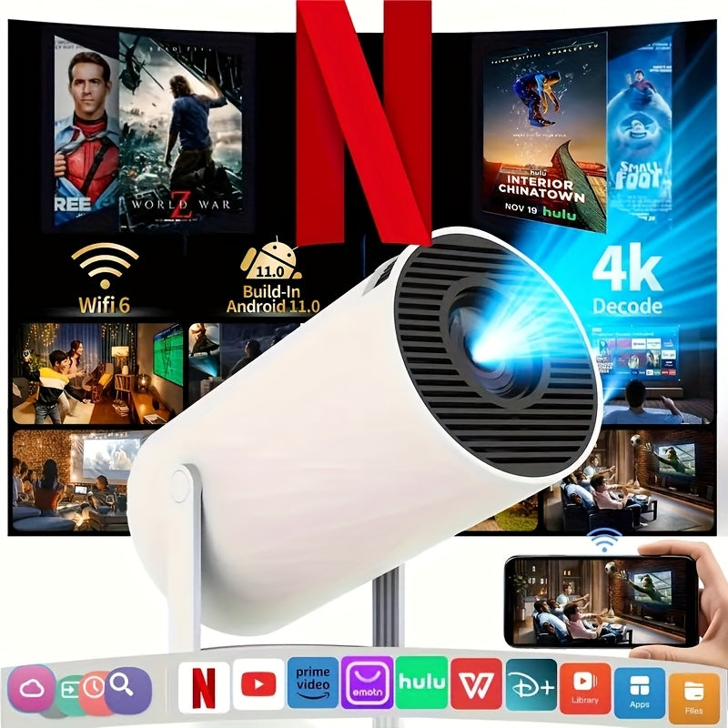 Portable Wireless Projector with 4K Decoding, 1800P HD, 260ANSI Brightness, 180° Rotatable Screen, Remote Control, USB-Powered for Home Theater, Family Gatherings & Entertainment, Portable Wifi Projector, Entertainment Devic