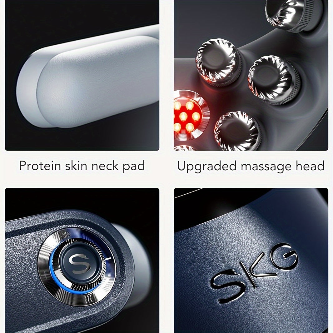 SKG Portable Neck Massager with Heat, Cordless Deep Tissue Vibration Device, 9D Electric Shiatsu Neck Massager, Ideal Gifts for Men And Women for Birthdays, Suitable for Home, Office, And Car Use.