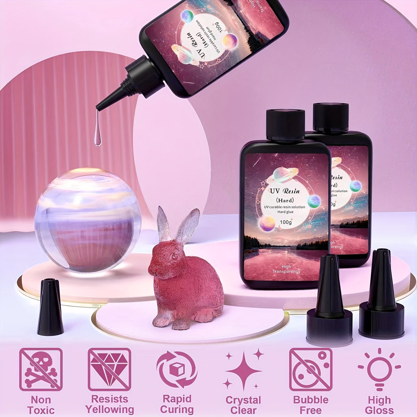 76pcs Complete Resin Jewelry Making Kit with 76-Cut-Ready Accessories (Molds, Charms, Beads, Glitter) & Instructions - DIY Craft Set for Beginners & Experts to Create Necklaces, Bracelets, Keychains, Earrings & Pendants - All