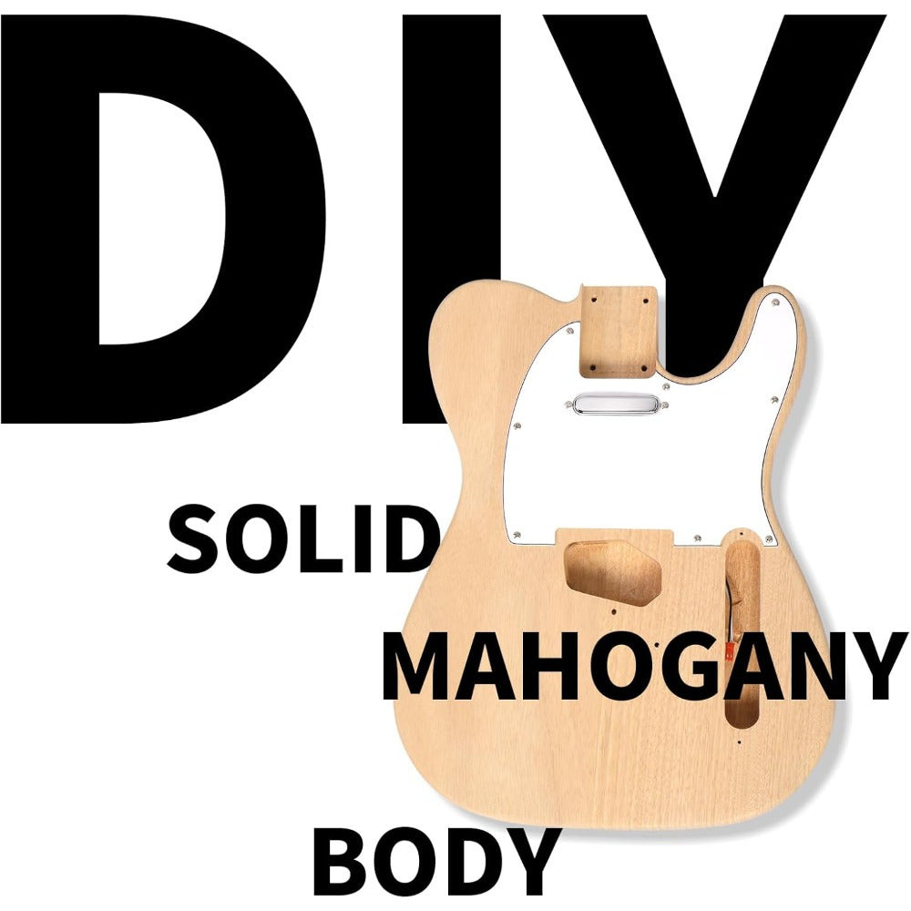 DIY Guitar Kit with Mahogany Body, Ebony Fingerboard and Maple Neck, 6 String DIY electric Guitar Kit with Classic Design, Easy Installation & Full Equipment to Build Your Own Guitar