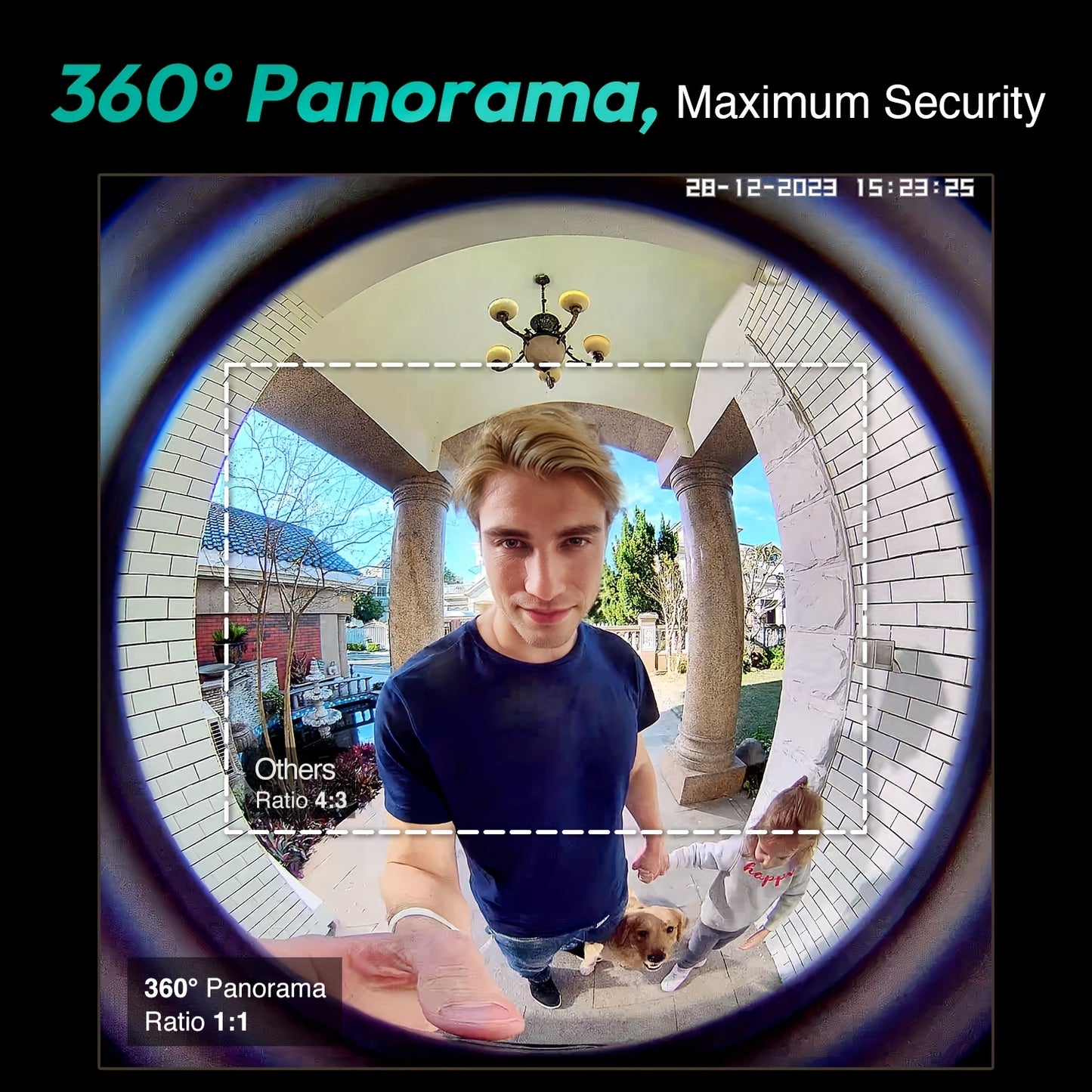 3K Video Doorbell Camera Wireless, No Monthly Fee, 5MP Battery Doorbell Camera, Head-to-Toe, 360° View, AI&VR Detection, HDR, Night Vision, 2-Way Talk, 2.4GHz WiFi, Easy to Install