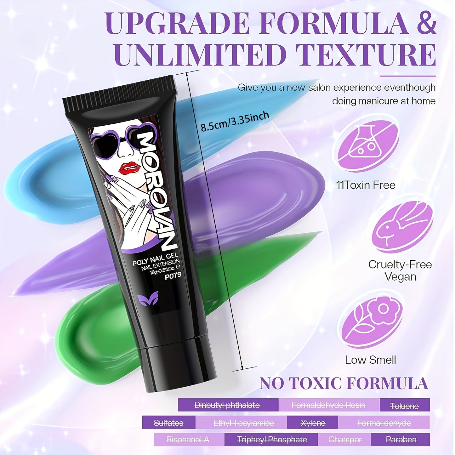 Morovan Pro Nail Extension Kit: 48W LED Lamp And 8 Colors Polygel Set| 100pcs Tips And 48 Glitters | Quick-Drying, Long Lasting | DIY Beginner Friendly, Gel Nail Kit For Beginners With Everything, Nail Gel Kit With Uv Light,