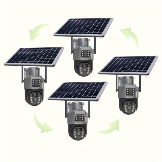 (4 Units) 2.4G Dual Band WiFi Outdoor Security Cameras, Outdoor Home Security 24/7 Recording Wired Electric Cameras, 3MP Wireless Cameras, Automatic Tracking 2K Color Night Vision Home Security Cameras, PIR Human Detection, T