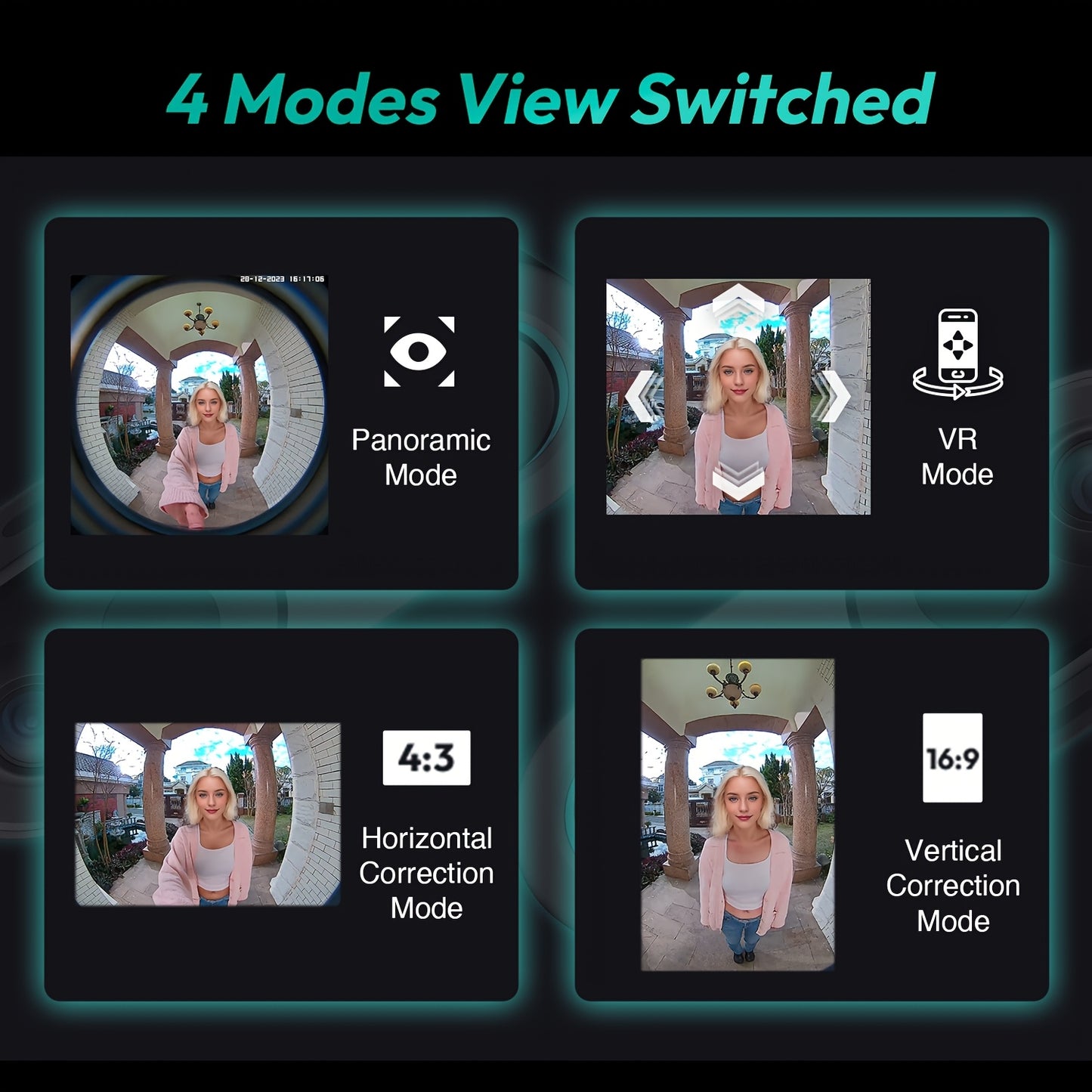 3K Video Doorbell Camera Wireless, No Monthly Fee, 5MP Battery Doorbell Camera, Head-to-Toe, 360° View, AI&VR Detection, HDR, Night Vision, 2-Way Talk, 2.4GHz WiFi, Easy to Install