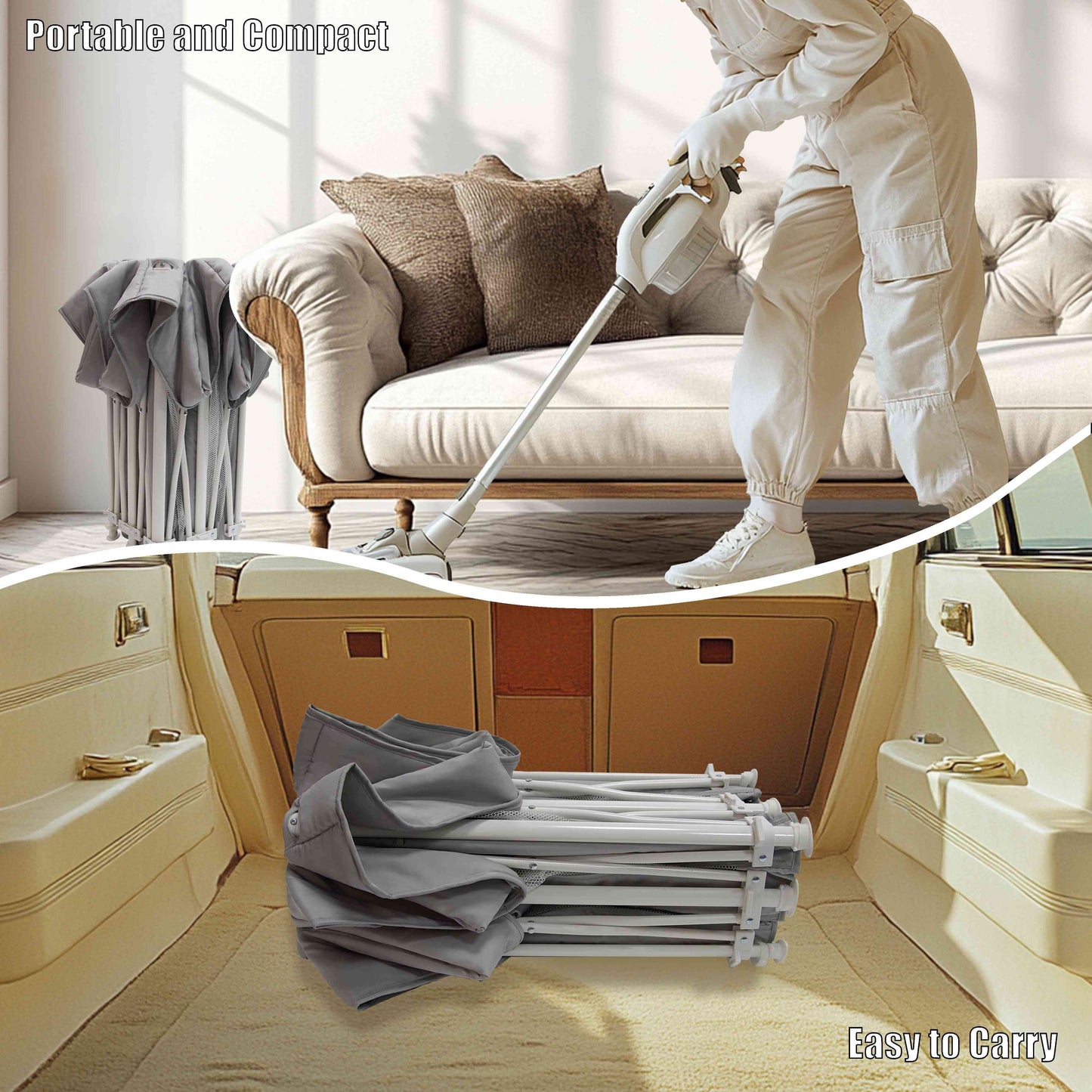 Foldable Baby Playpen 51"×51", Baby Items, Playard For Babies And Toddlers, Portable Safety Baby Fence Lightweight, No Installation, Indoor & Outdoor Baby Playpen With Ocean Balls*50, Grey, Halloween Party Favors