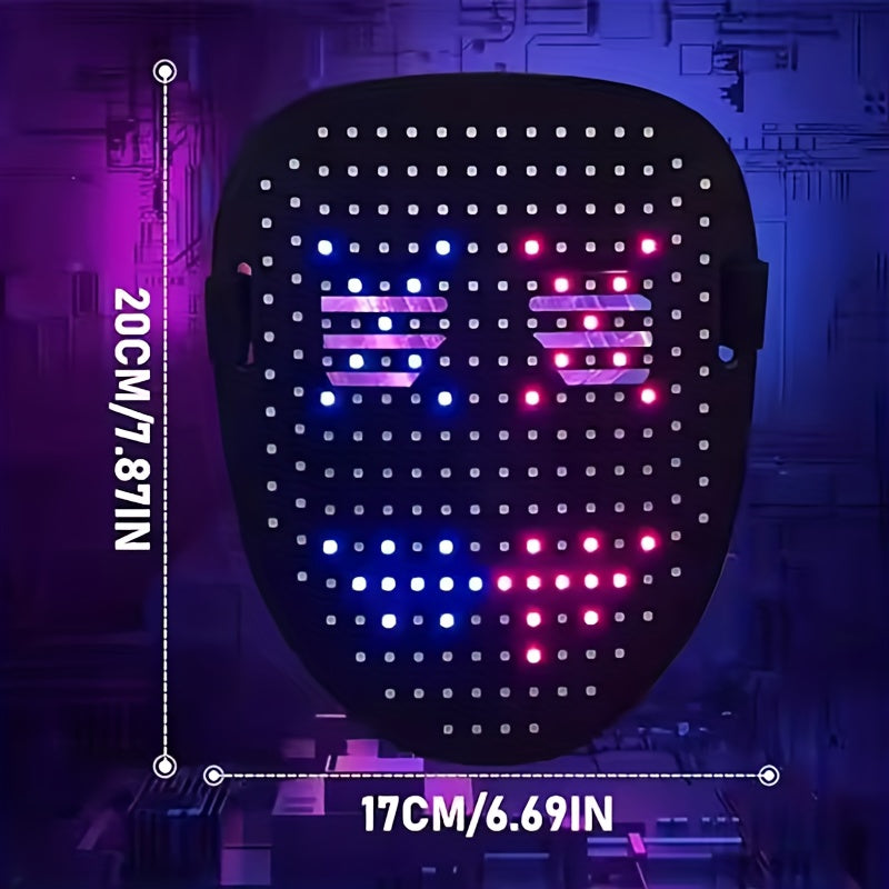LED Mask with Gesture Sensing, Unisex Light Up Mask with Face Transforming, Lighted Halloween Mask, 25 Moving & 25 Still Pictures, Costume Cosplay Party Masquerade