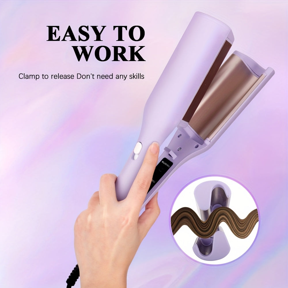 2 Barrels of Ion Wave Curling Iron, Fast Heating Curling Wand, Multi-Temperature Curling Iron, Suitable for Wide Deep Waves, Automatic Power-off, Negative Ion Hair Care, Plug Type, Without Battery, US Plug, 110V-127V, with 59
