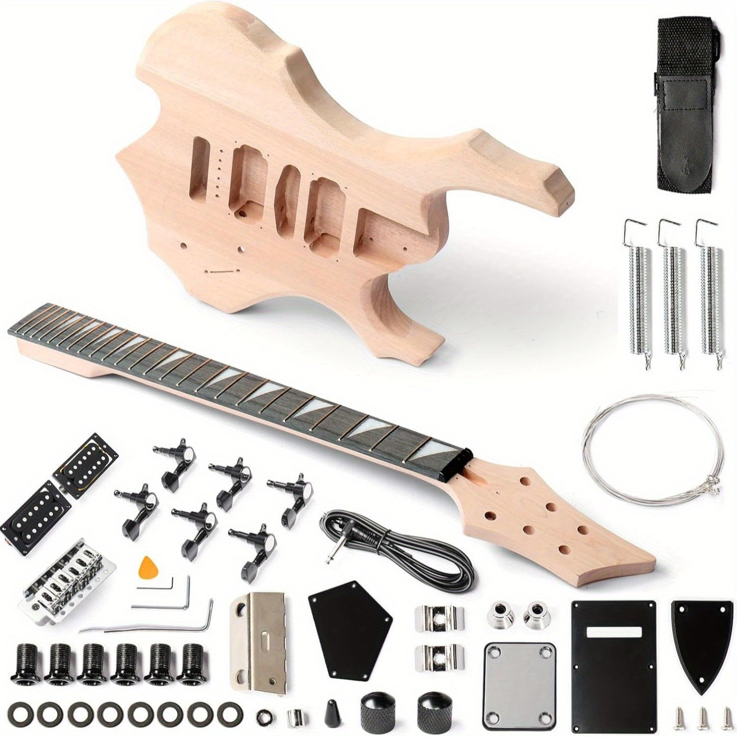 Glarry DIY Electric Guitar Kit, 6 Strings Guitar Kit with Mahogany Wood Body Maple Neck for Beginner, All Components Included Build Your Own Guitar