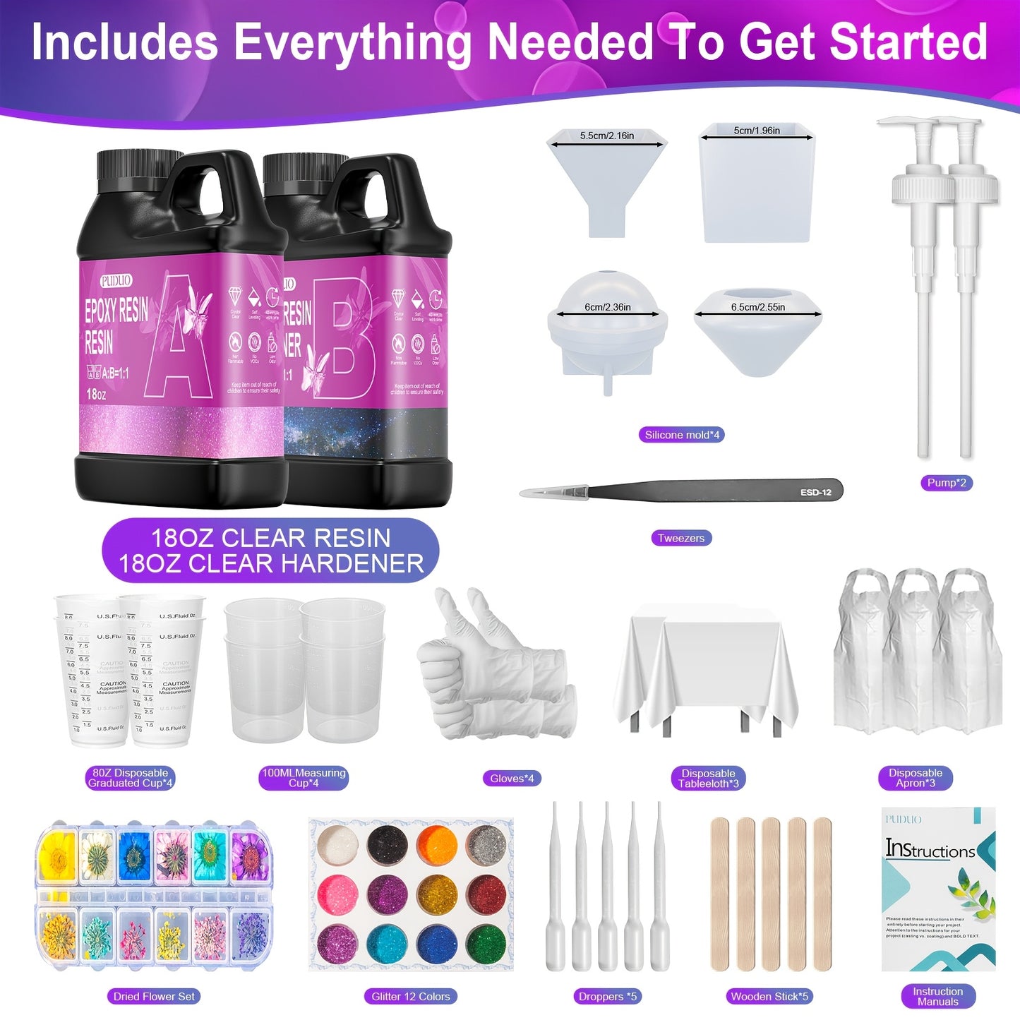 Resin Beginners Set, Including 36oz Resin And All Accessories, Easy To Unleash Creativity And Create Unique Works