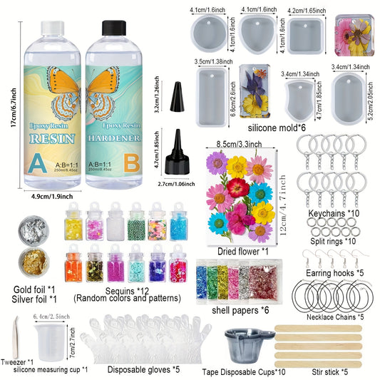 Beginner's Handmade AB Transparent Epoxy Resin Kit for Casting and Coating, Suitable for Desktops, Art Castings, Jewelry Projects, DIY Cup Crafts, Molds, and Artwork, Easy to Mix with a 1:1 Ratio