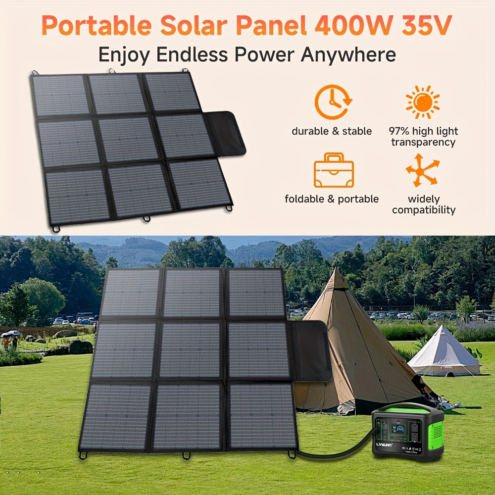 LVYUAN 120W/200W//300W/400W Portable Solar Panel, Foldable Solar Blanket, Monocrystalline High Power Solar Panel, Solar Cell Efficiency Up To 22.5%, Suitable For Outdoor Adventure Boat Power Station Camping RV Solar Generator