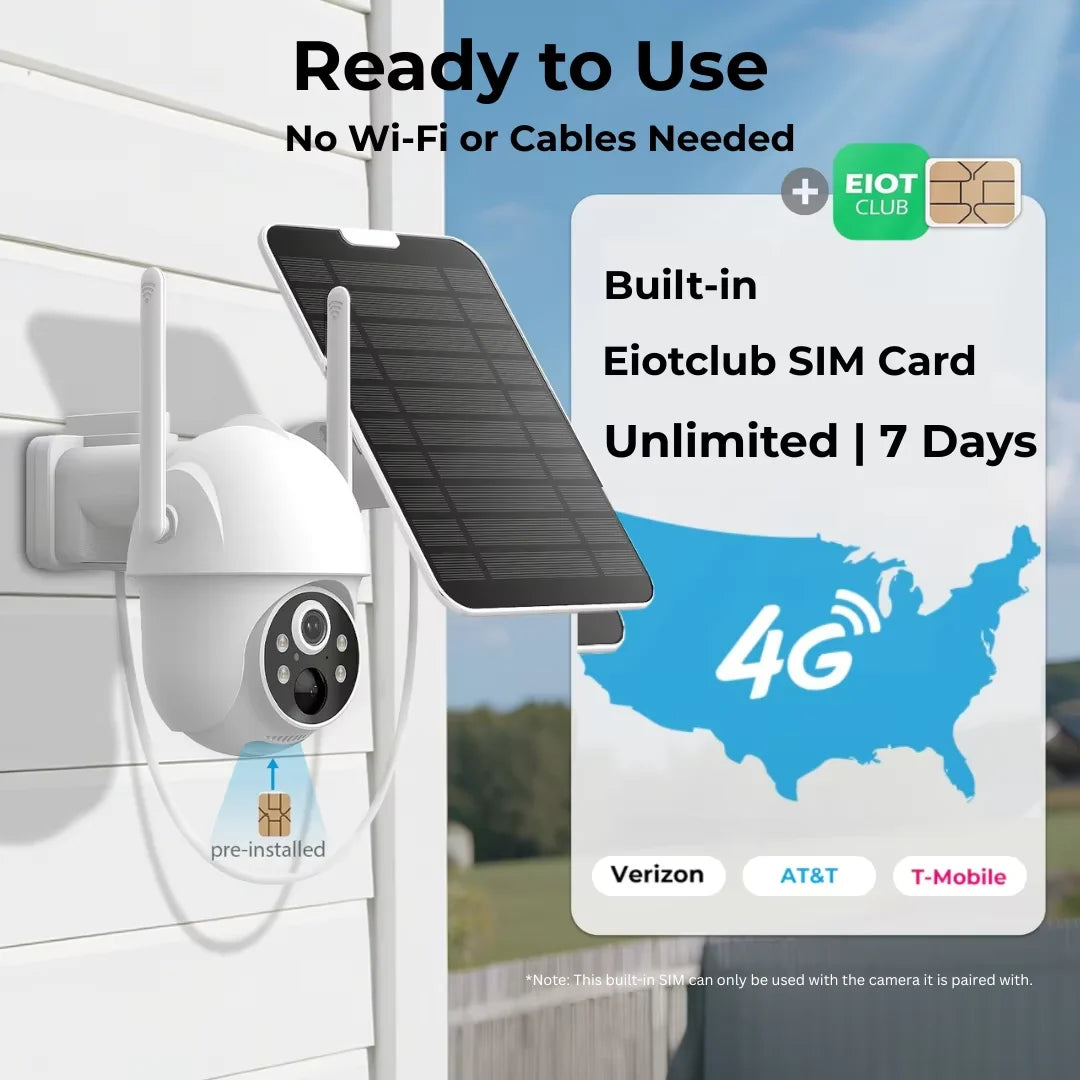 4G Solar Camera Wireless Outdoor Security Camera PIR Human Detection Night Vision IP66 Waterproof Two-Way Talk IP Camera