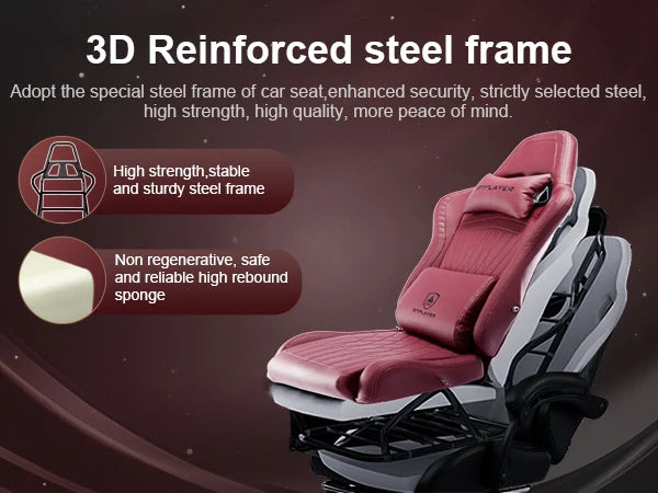 GTPLAYER Gaming Chair Adjustable Ergonomic Faux Leather Swiveling PC & Racing Game Chair with Built-in Speakers,Footrest