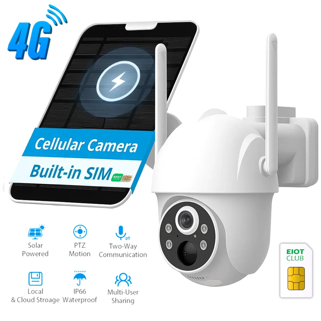 4G Solar Camera Wireless Outdoor Security Camera PIR Human Detection Night Vision IP66 Waterproof Two-Way Talk IP Camera