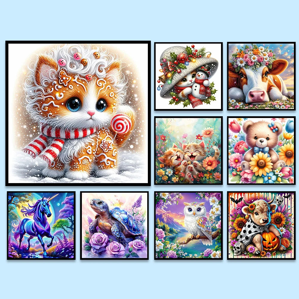 5D DIY Full Round Drill Partial AB Diamond Painting Animal Kit Art Decor Craft Children Gifts New Year Gifts Adult Gifts