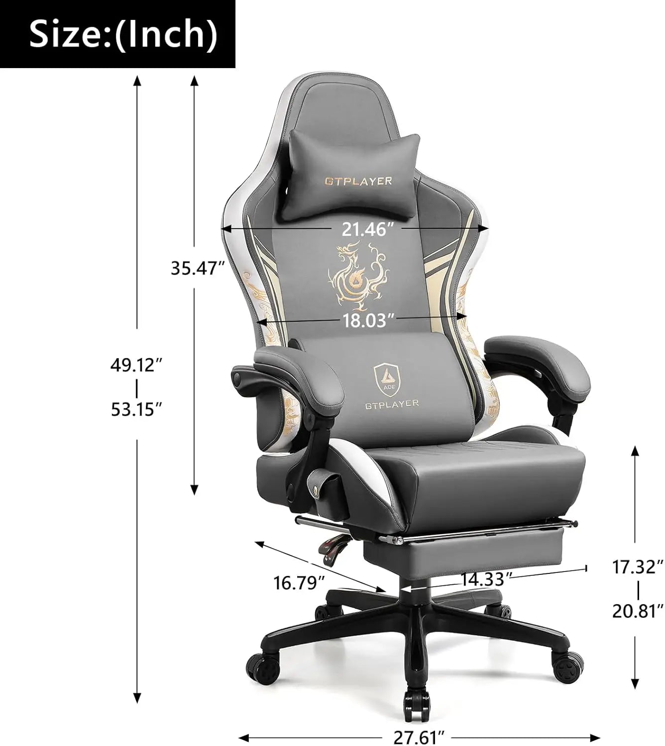 Gaming Chair with Bluetooth Speakers and Footrest, Dragon Series Video Game Chairs, Heavy Duty Ergonomic Chairs
