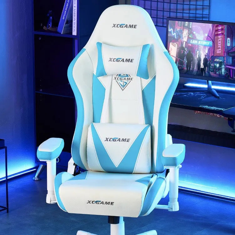 Ergonomic Gaming Chair Office Computer Chair Recliner Adjustable Lumbar Headrest PU Leather Home Dorm Student Comfortable