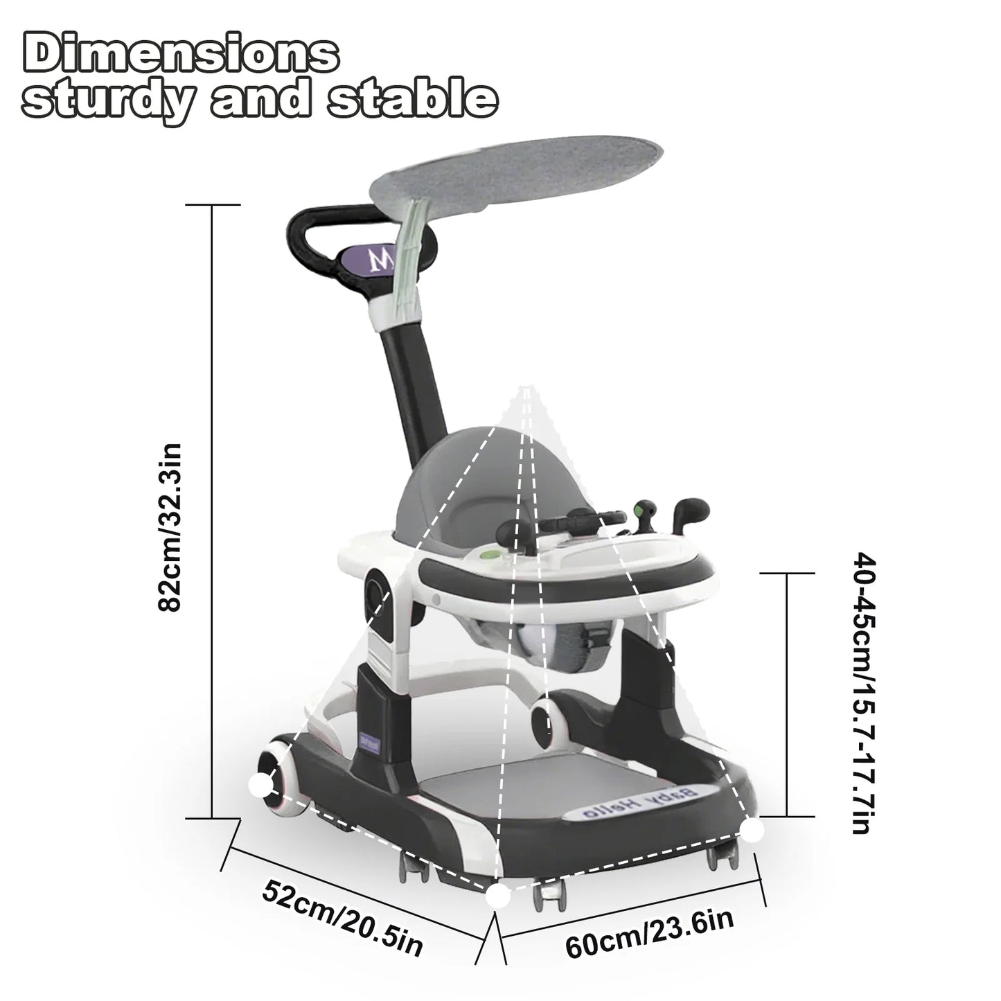 2025 Multifunctional Baby Walker With Sunshade and Seat Kids Anti-Rollover Adjustable Music Stroller Mother Baby Supplies Toys