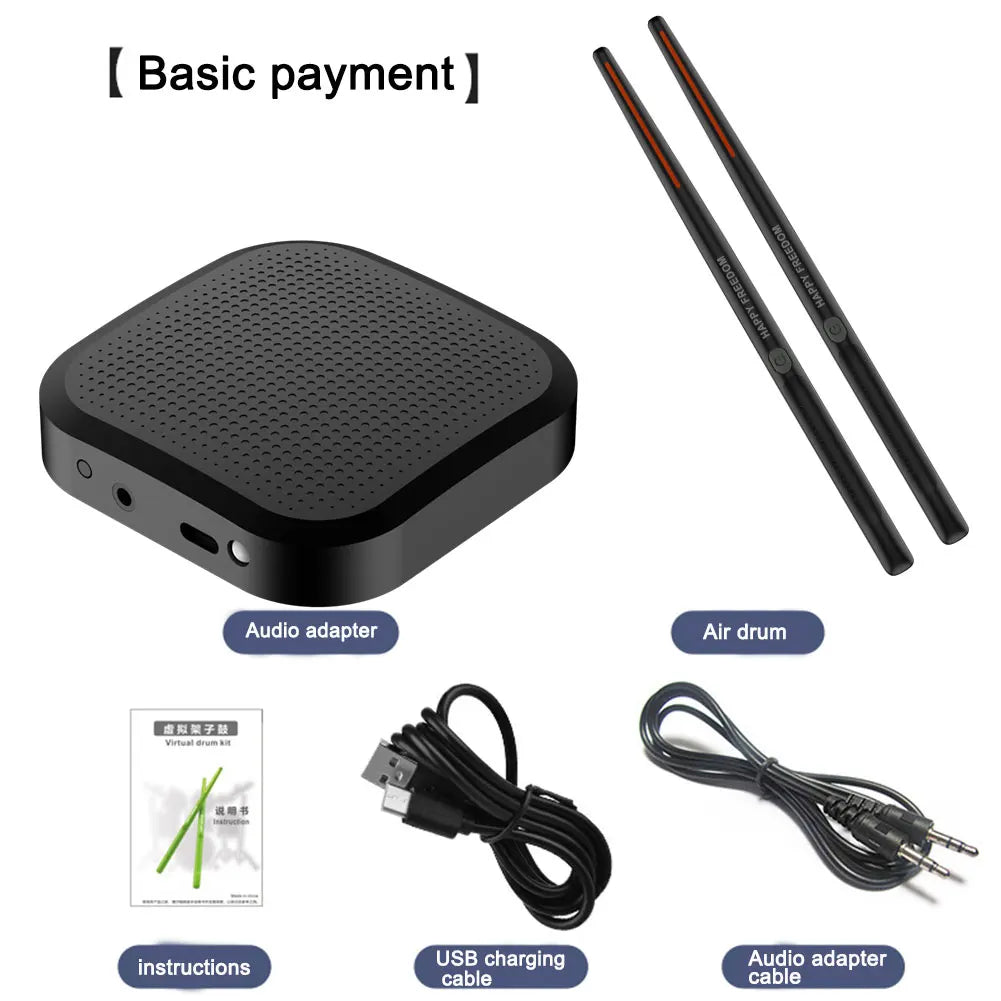 Air Drum with Drumsticks Sets Portable Electronic Virtual Air Drum Drumsticks Pedals Professional for Beginners Children Adults