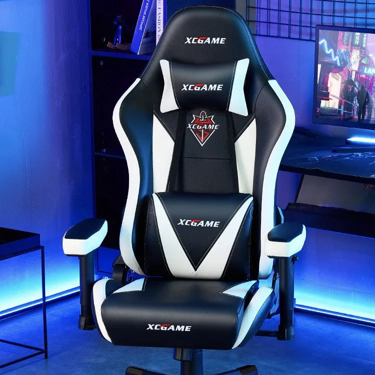 Ergonomic Gaming Chair Office Computer Chair Recliner Adjustable Lumbar Headrest PU Leather Home Dorm Student Comfortable