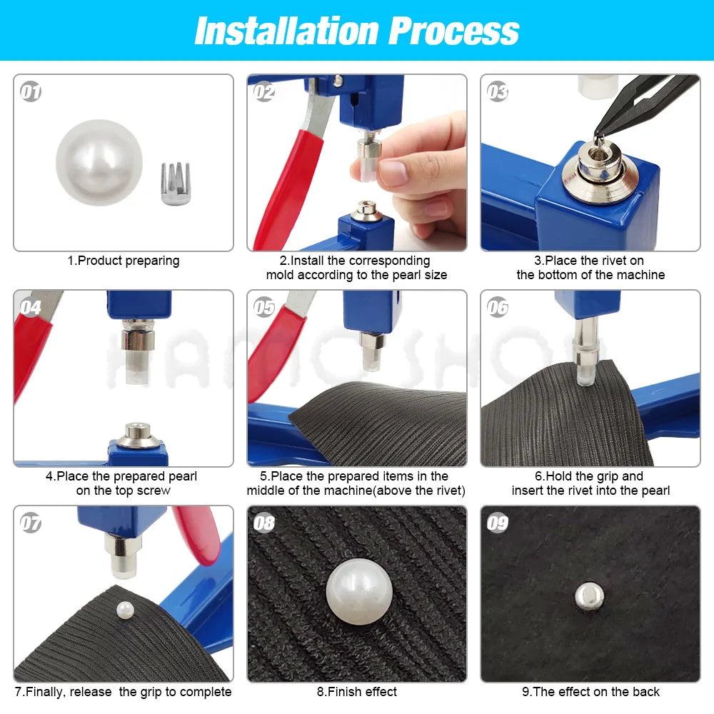 Pearl Setting Machine Manual Clothing Beads Kit with Hand Press Beads Tools Set For Decoration Cloth Bag DIY Project Accessories