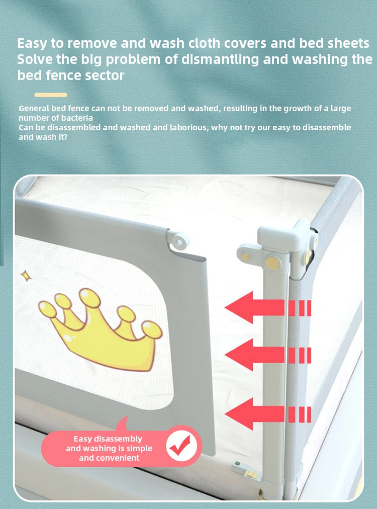 IMBABY Bed Guardrail Portable Baby Safety Bed Barrier Liftable Baby Activity Fence Cartoon Crib Bumpers Easy to Install Bed Rail