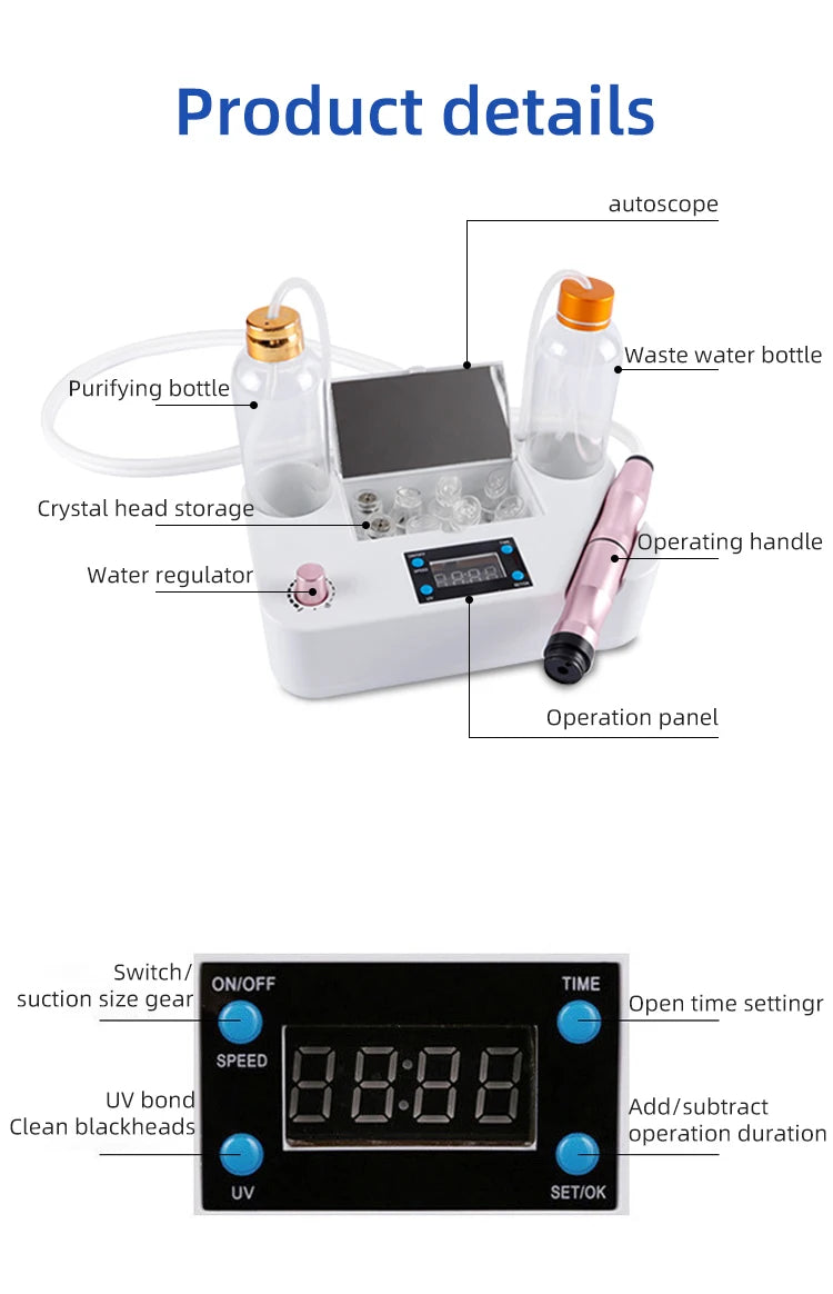 Beauty Small Bubble Blackhead Suction Instrument Hydrogen Water Oxygen Spray Vacuum Injection Clean Hydra Dermabrasion Device