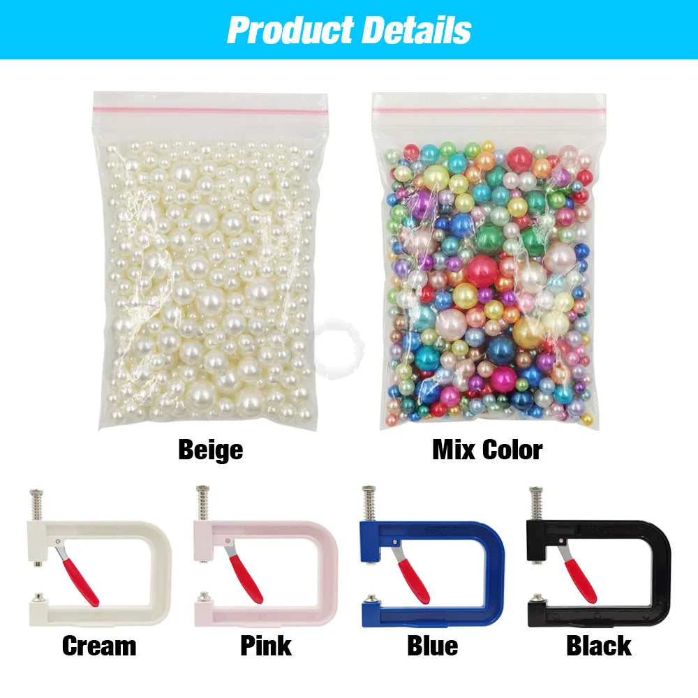 Pearl Setting Machine Manual Clothing Beads Kit with Hand Press Beads Tools Set For Decoration Cloth Bag DIY Project Accessories