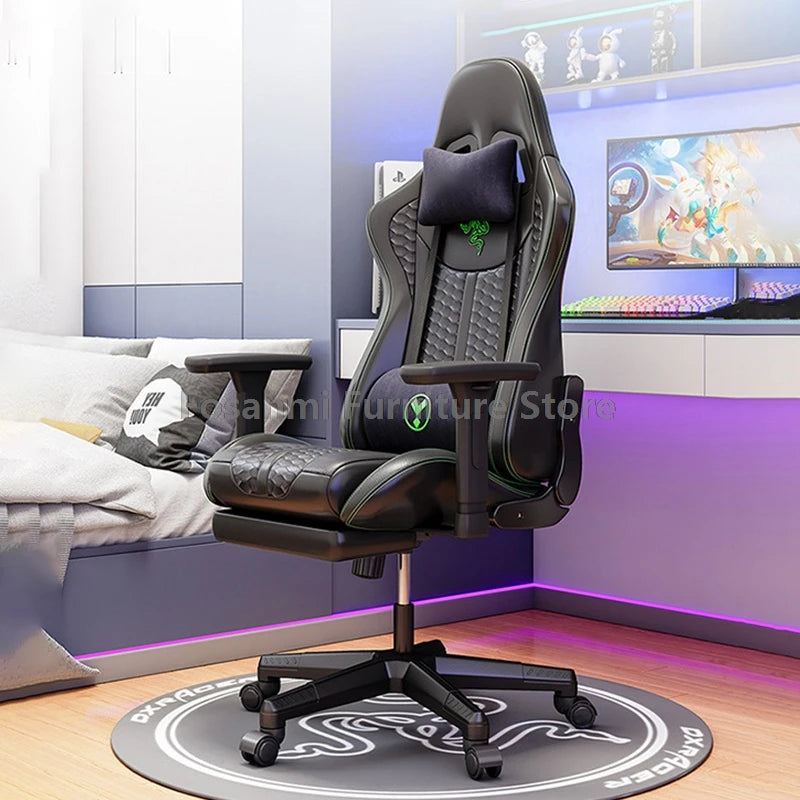 Racing Recline Gaming Chair with Rocking Function Ergonomic Adjustable Home Gamer Computer Chairs Office Leather PC Swivel Chair