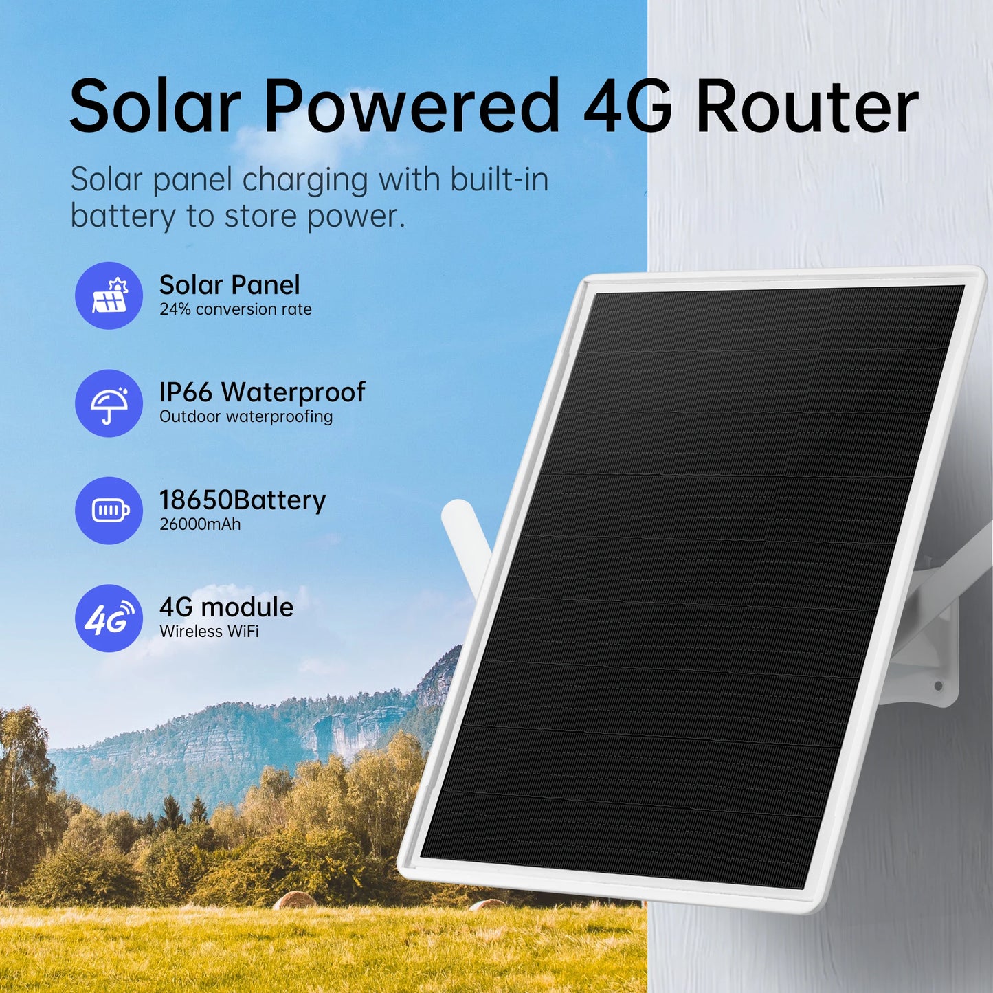 15W 25000mAh 4G solar router;4G router solar powered all in one;WiFi repeater;IP66 Waterproof；Ultra Long Standby 7 Days   1.0