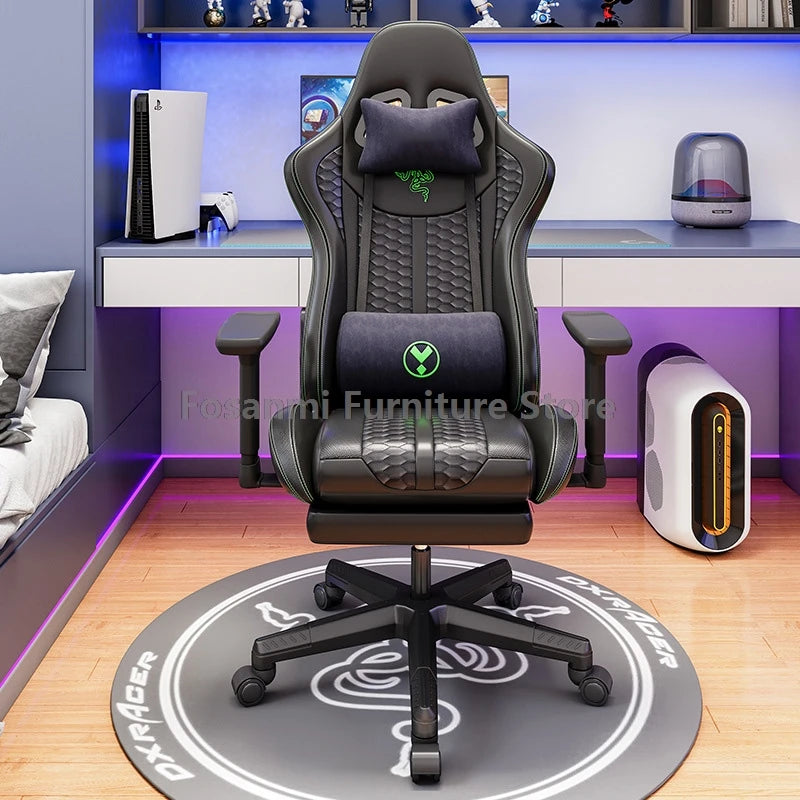 Racing Recline Gaming Chair with Rocking Function Ergonomic Adjustable Home Gamer Computer Chairs Office Leather PC Swivel Chair