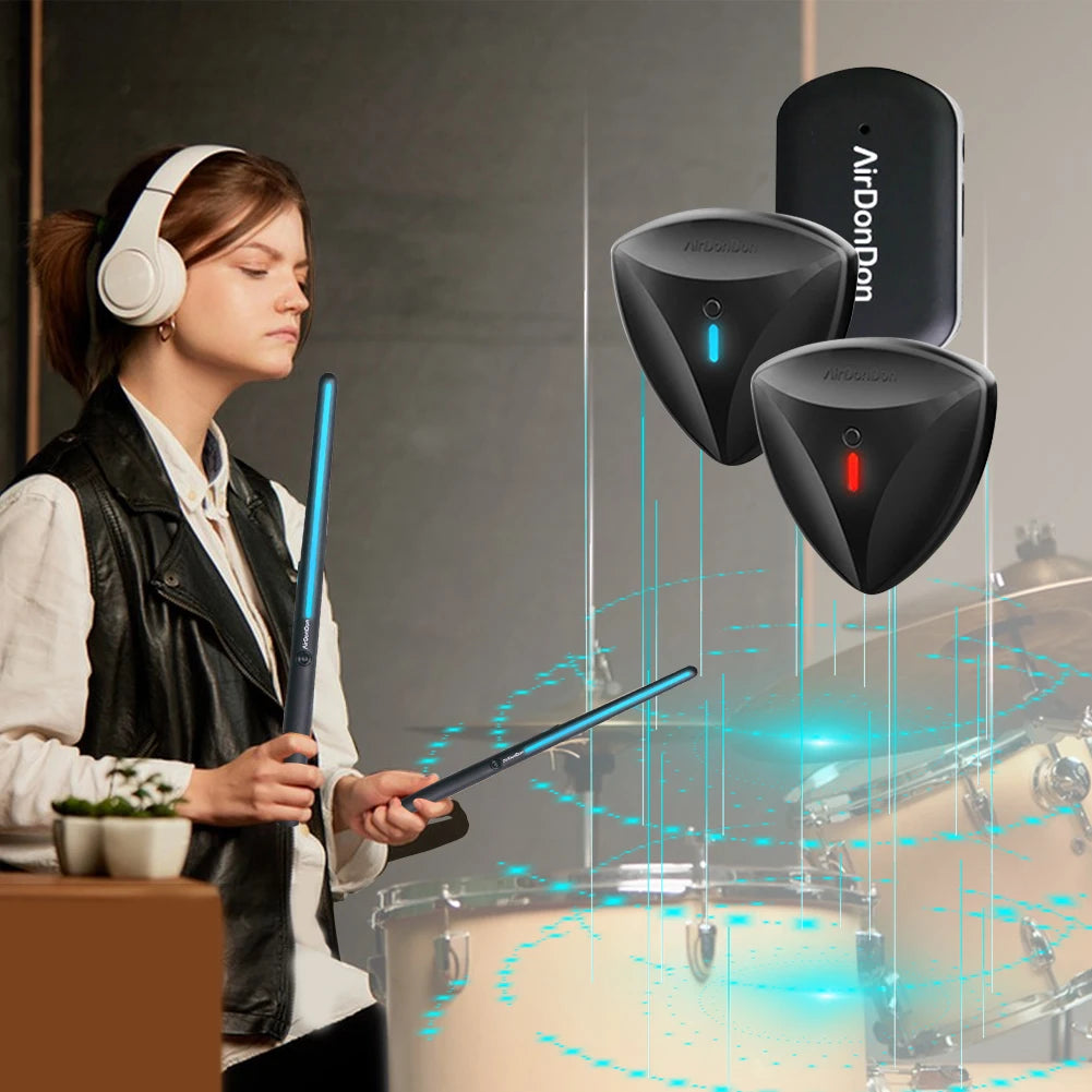 Portable Air Drum Set Virtual Drum Sticks Bluetooth-Compatible Electronic Drum Set Realistic Effect for Beginners Professionals
