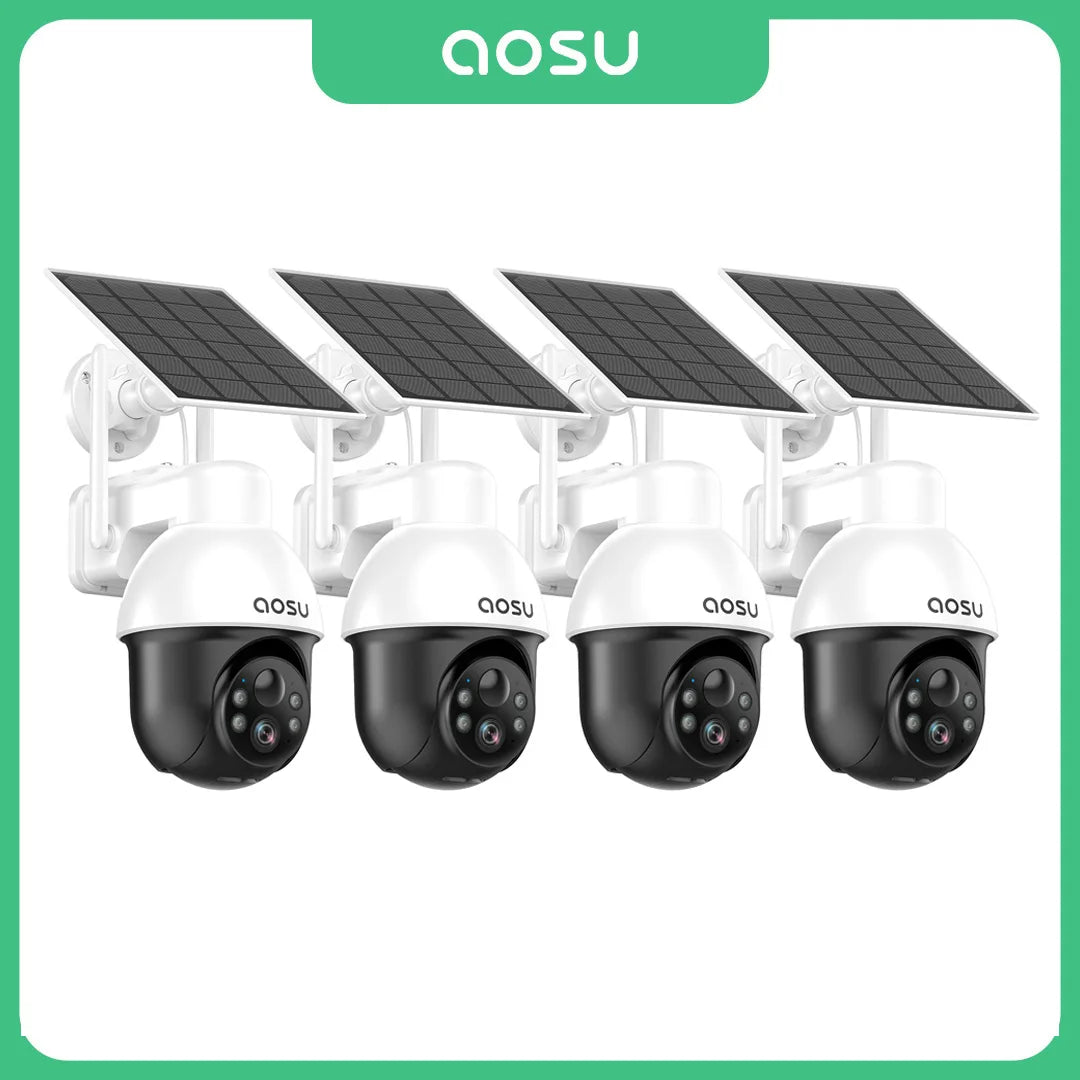 AOSU 3MP PTZ 4/8/12pcs Solar Camera 5000mAh Battery Wireless 2.4Ghz WIFI Camera PIR AI Detection 2-Way Audio Outdoor CCTV Camera