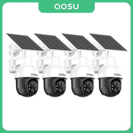 AOSU 3MP PTZ 4/8/12pcs Solar Camera 5000mAh Battery Wireless 2.4Ghz WIFI Camera PIR AI Detection 2-Way Audio Outdoor CCTV Camera