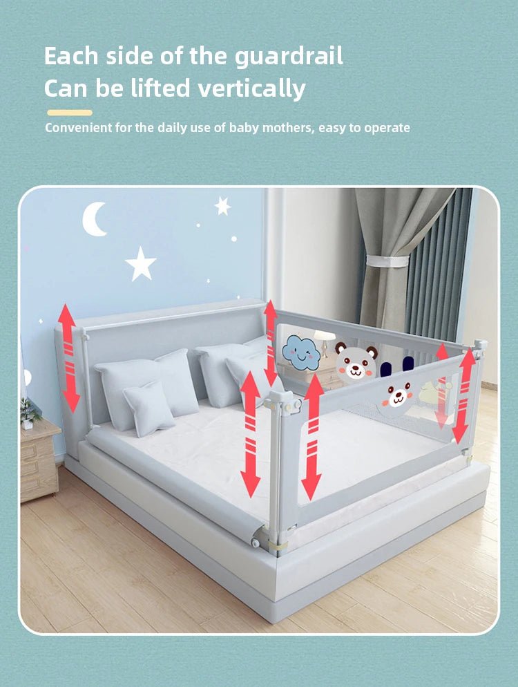 IMBABY Bed Guardrail Portable Baby Safety Bed Barrier Liftable Baby Activity Fence Cartoon Crib Bumpers Easy to Install Bed Rail