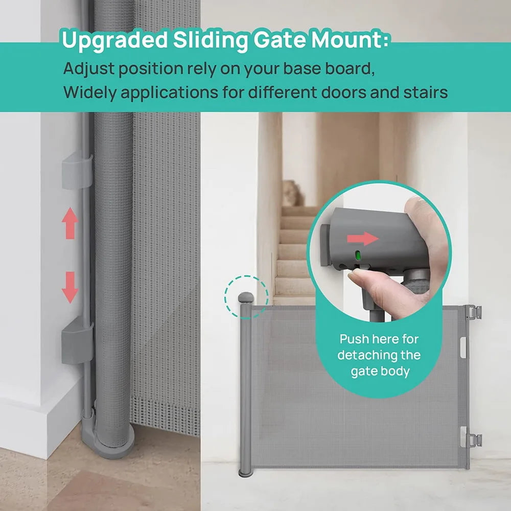 Retractable Baby Safe Doorways 71" Wide Baby Gate Child Safety Gate For Doorways Stairs Hallway Stairs Indoor Outdoor Pet Gate