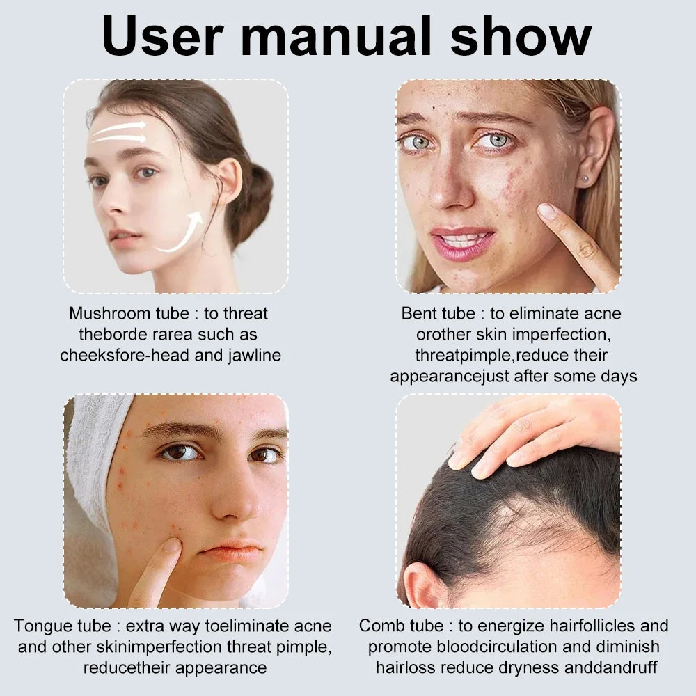 High Frequency Electrode Wand Glass Tube Electrotherapy Acne Spot Remover Skin Care Home Spa Beauty Facial Therapy Wand